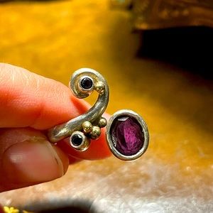Handmade, unique amethyst and silver ring